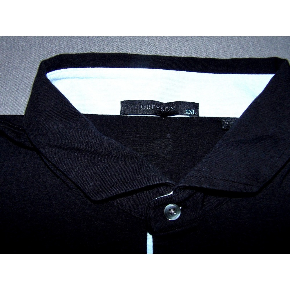 GREYSON Long Sleeved Black Cotton Blend Stretch Polo Golf Shirt Men's XXL - Picture 7 of 7
